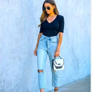 Vici collection black ribbed top